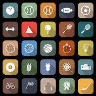 Sport flat icons with long shadow