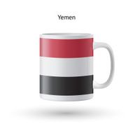 Yemen flag souvenir mug on white background N2