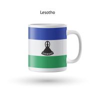 Lesotho flag souvenir mug on white background N2
