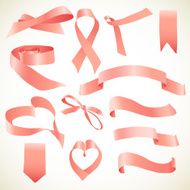 Set of holiday ribbons isolated on white background