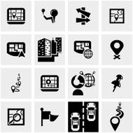 Navigation vector icon set on gray