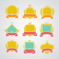 Set of flat badges and ribbons N2