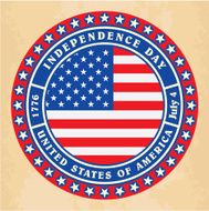 Vintage label with Independence Day of USA