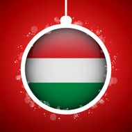 Merry Christmas Red Ball with Flag Hungary