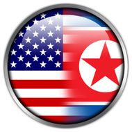 USA and North Korea Flag glossy button