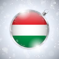 Merry Christmas Silver Ball with Flag Hungary N4