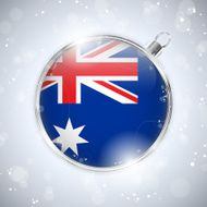 Merry Christmas Silver Ball with Flag Australia N4