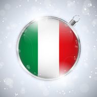 Merry Christmas Silver Ball with Flag Italy N4