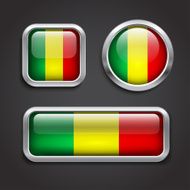 Mali flag glass buttons