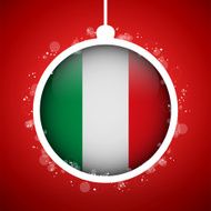 Merry Christmas Red Ball with Flag Italy