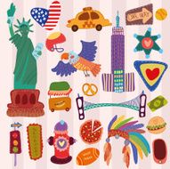 Cute American Set with hand drawn elements