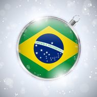 Merry Christmas Silver Ball with Flag Brazil N3