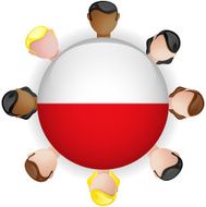 Poland Flag Button Teamwork People Group