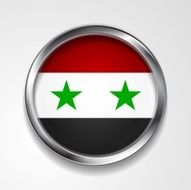 Button with stylish metallic frame Syrian flag