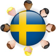 Sweden Flag Button Teamwork People Group