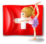The flag of Switzerland and young ballet dancer N2