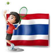 athlete in front of the Thailand flag