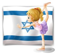 gymnast in front of the Israel flag