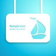 Sail boat applique blue background Vector illustration