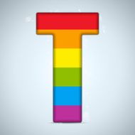 Gay Pride Glass Alphabet with Rainbow Flag N13
