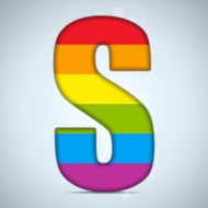 Gay Pride Glass Alphabet with Rainbow Flag N14