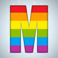Gay Pride Glass Alphabet with Rainbow Flag N15
