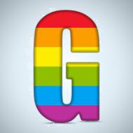 Gay Pride Glass Alphabet with Rainbow Flag N17