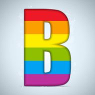Gay Pride Glass Alphabet with Rainbow Flag N18