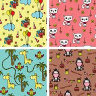 Baby animals seamless background patterns
