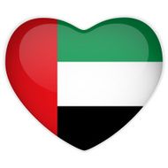 United Arab Emirates Flag Heart Glossy Button