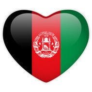 Afghanistan Flag Heart Glossy Button N2