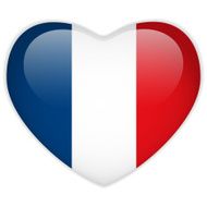 France Flag Heart Glossy Button N2