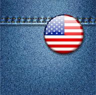 USA Flag Badge on Jeans Denim Fabric