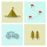 Camping adventure icons set (flat design) N4