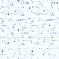 Seamless pattern Anchor and waves N2