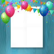 empty happy birthday greeting card with balloons