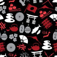 Japanese color icons seamless dark pattern eps10