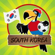 Football Mascot (Bird) Characters with flag on Light Green Background N24