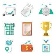 Colored vector icons for golf