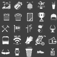 Vector collection of white icons for golf