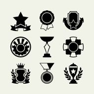 Trophy and awards icons set in flat design style N7