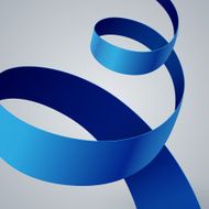 Blue fabric curved ribbon on grey background N2