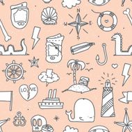 Pirate tattoo seamless vector pattern N2