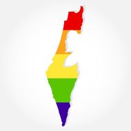 Rainbow flag in contour of Israel