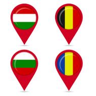 Map pin icons of national flags some European countries