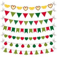 Christmas bunting and decoration vector set