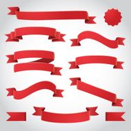 Red Vector Ribbons Set