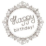 Decorative badge with greeting text for birthday