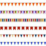 Set of Christmas festive flags on ropes