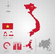 VIETNAM flag Asia World Map N2